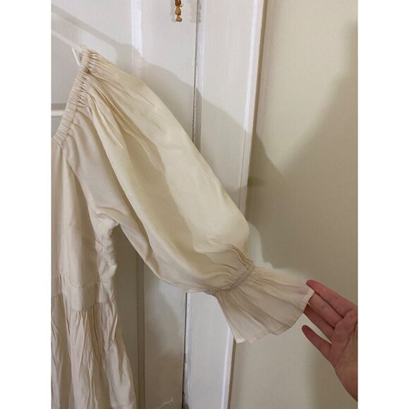 Listiele Women's Beige Bohemian Gypsy Puff Sleeve Maxi Dress - Medium - Picture 3 of 15